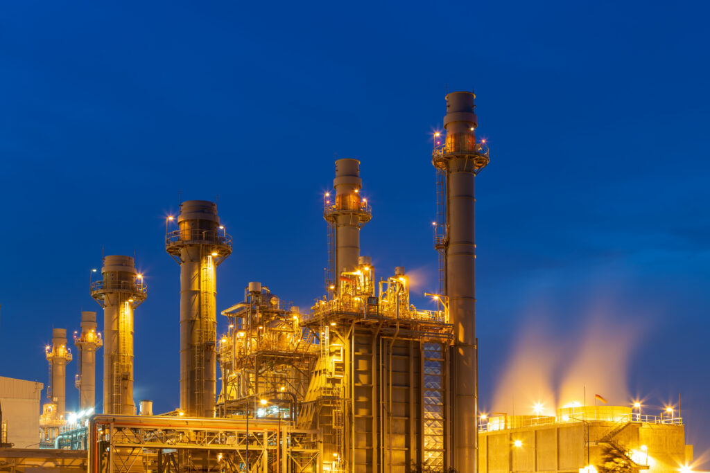 An image of a Thermal Power Plant for Industrial Estate on sunset and Twilight.
