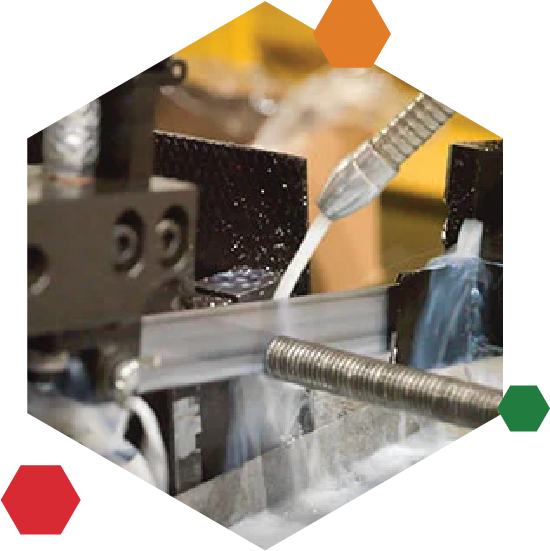 Image of a machine cutting rod.